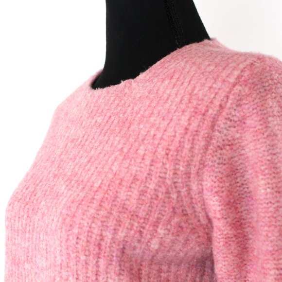 Rag & Bone Francie Crewneck Wool Suede Elbow Patch Pullover Pink Sweater S Top - Picture 4 of 9
